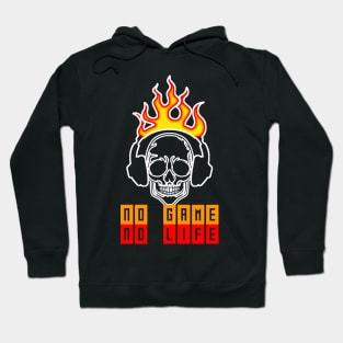 No Game No Life, Funny Gaming Fire Skull, Gamer Gift Idea Hoodie